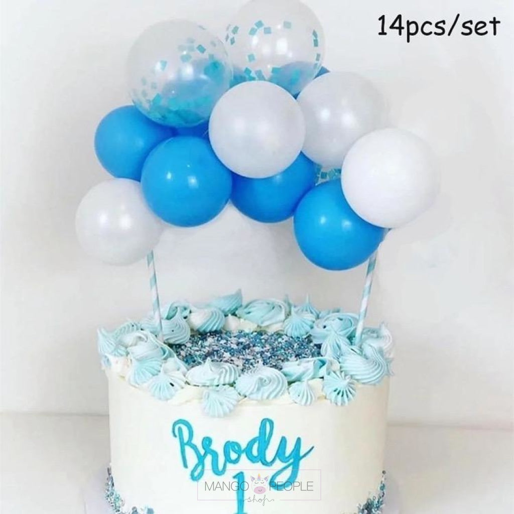 Blue-Silver Confetti Balloon Cake Topper – Mango People