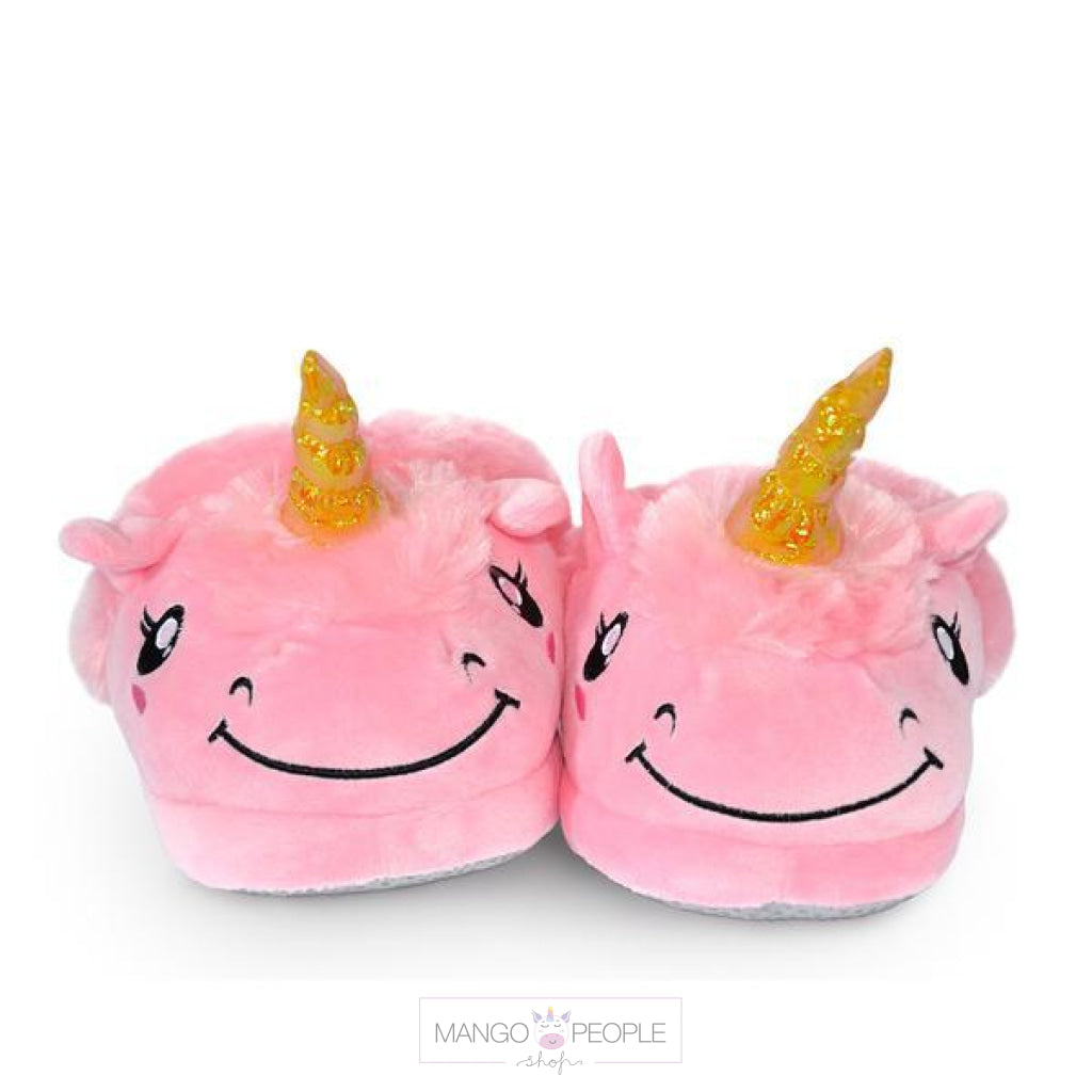 Kids Pink Unicorn Plush Slippers Mango People