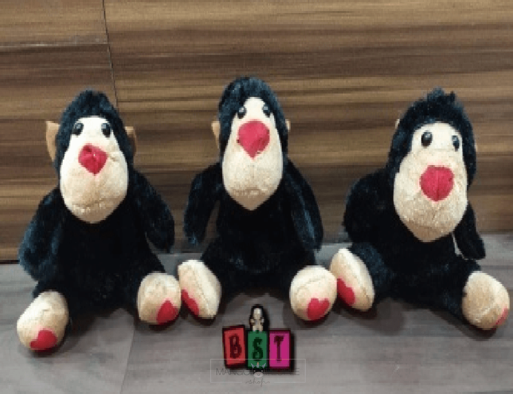 Plush Little Black Gorilla With Valentine Heart On Feet And Red Nose S –  Mango People