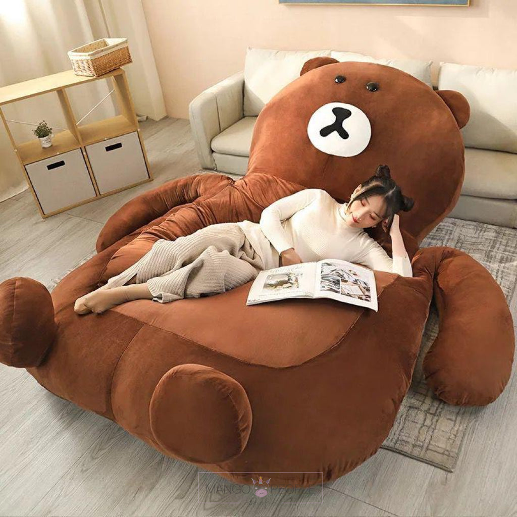 Plush Teddy Bear Cartoon Bed Brown