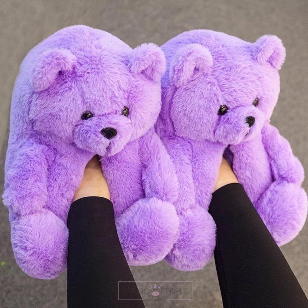 Teddy bear 2024 plush slippers