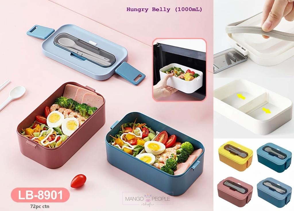 Portable 2 Layer Bento Lunch Box 1000ml Capacity For Work, School