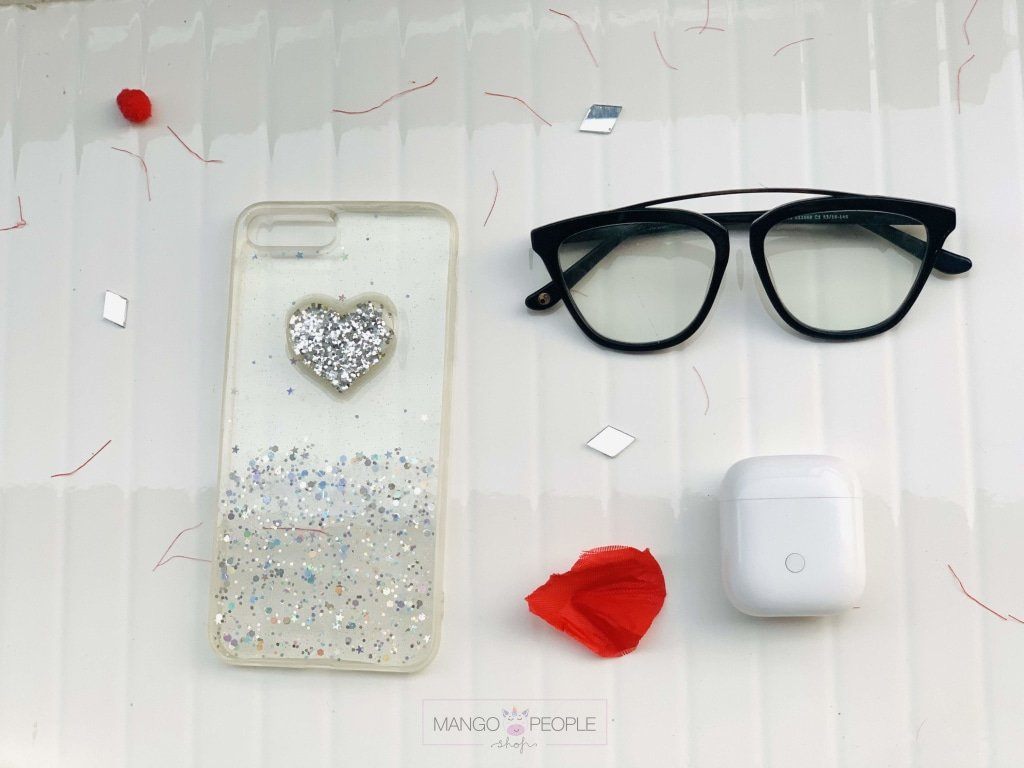 Silver Glitter Heart iPhone 7 7 Plus Case Mango People