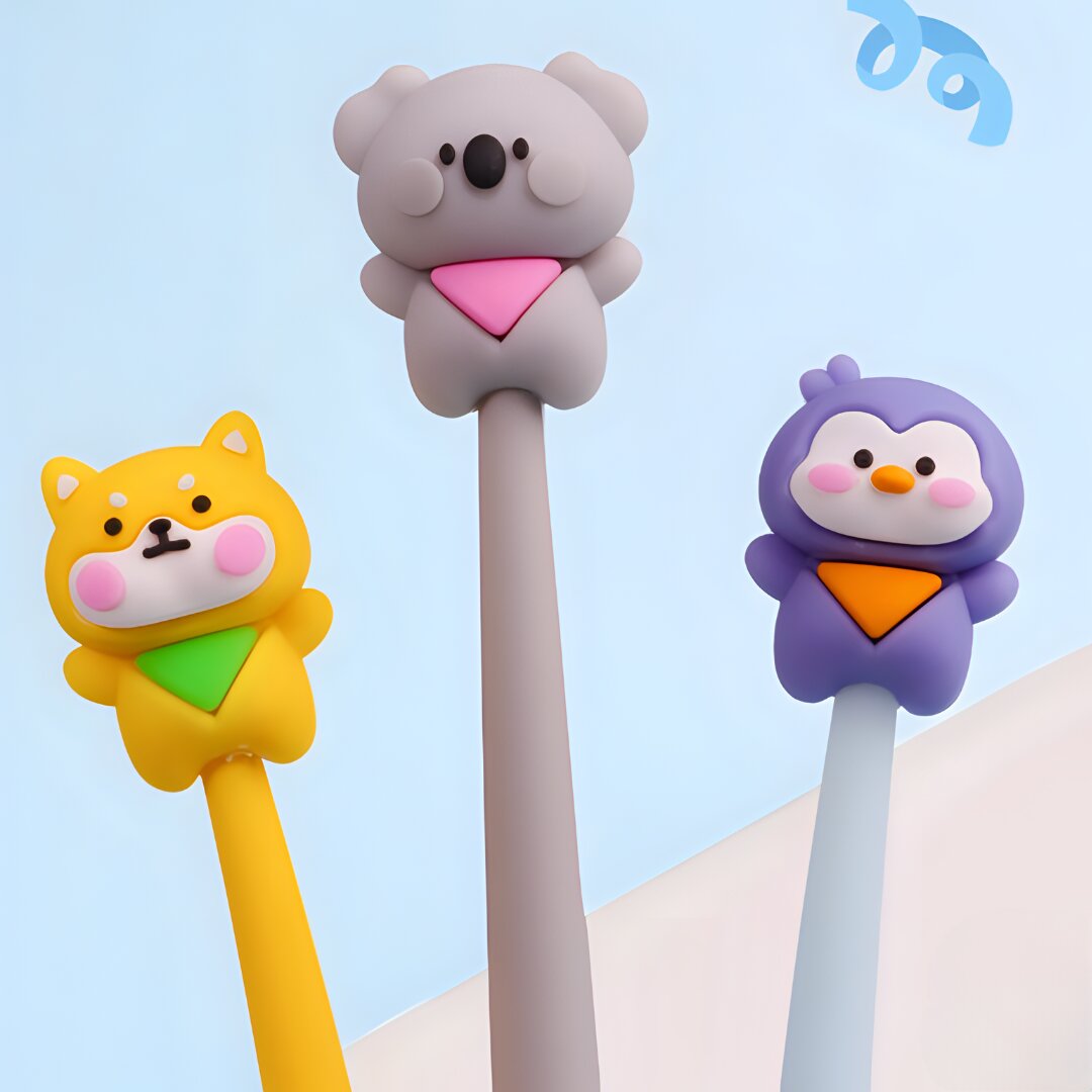 BABY ANIMAL TOPPER HEAD WIGGLE SILICONE GEL PEN