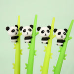 Load image into Gallery viewer, CUTE BABY PANDA TOPPERS ON BAMBOO DESIGN SOFT SILICONE FLEXIBLE GEL PEN
