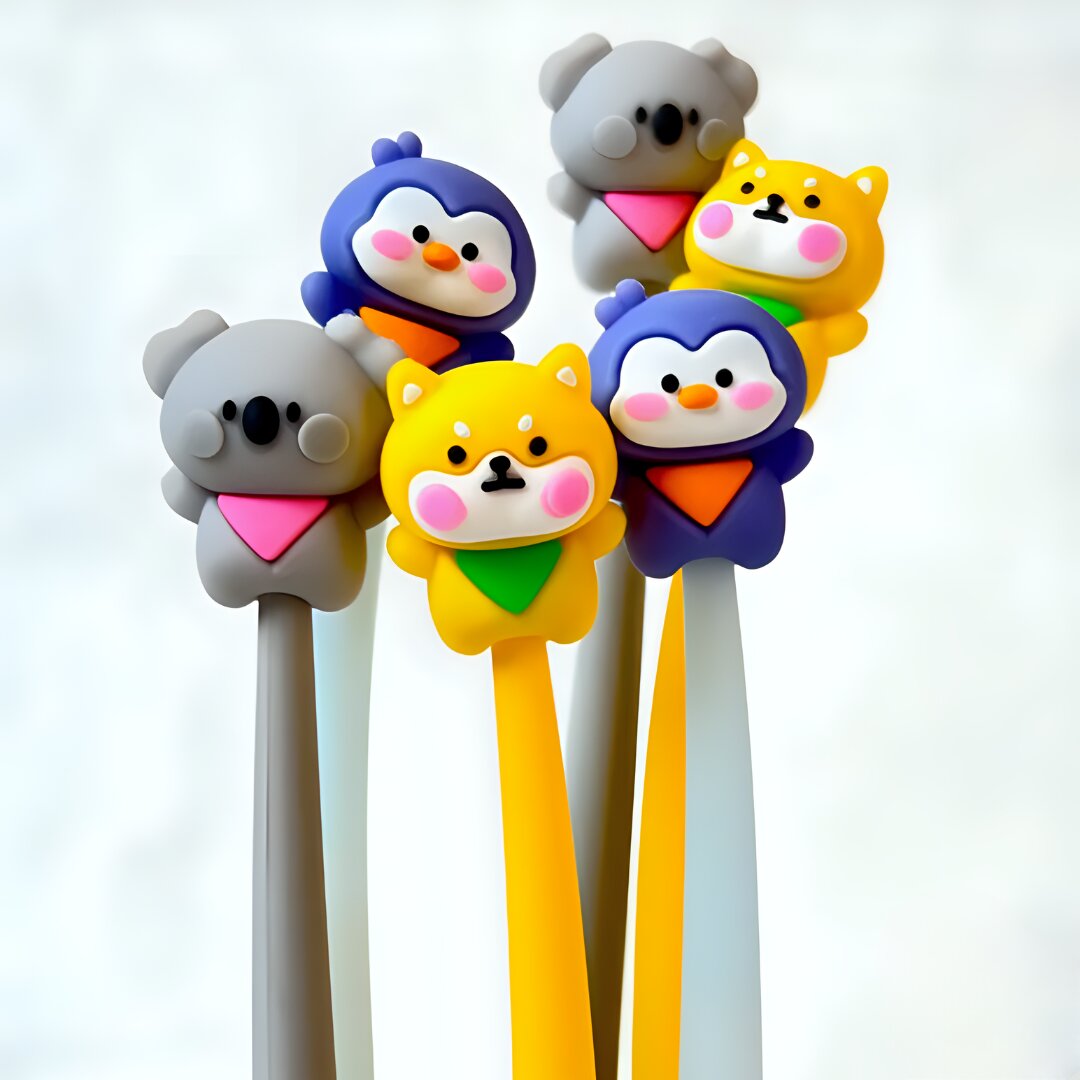 BABY ANIMAL TOPPER HEAD WIGGLE SILICONE GEL PEN