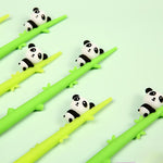 Load image into Gallery viewer, CUTE BABY PANDA TOPPERS ON BAMBOO DESIGN SOFT SILICONE FLEXIBLE GEL PEN
