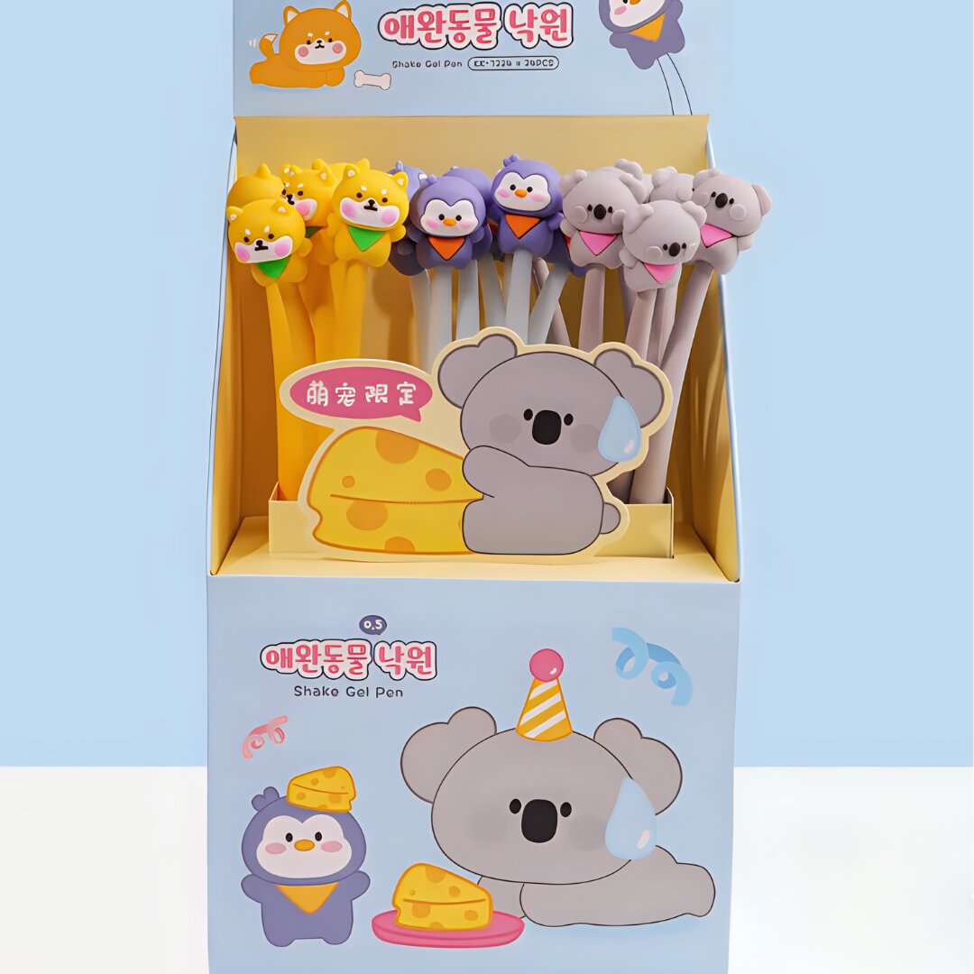 BABY ANIMAL TOPPER HEAD WIGGLE SILICONE GEL PEN