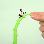 Load image into Gallery viewer, CUTE BABY PANDA TOPPERS ON BAMBOO DESIGN SOFT SILICONE FLEXIBLE GEL PEN
