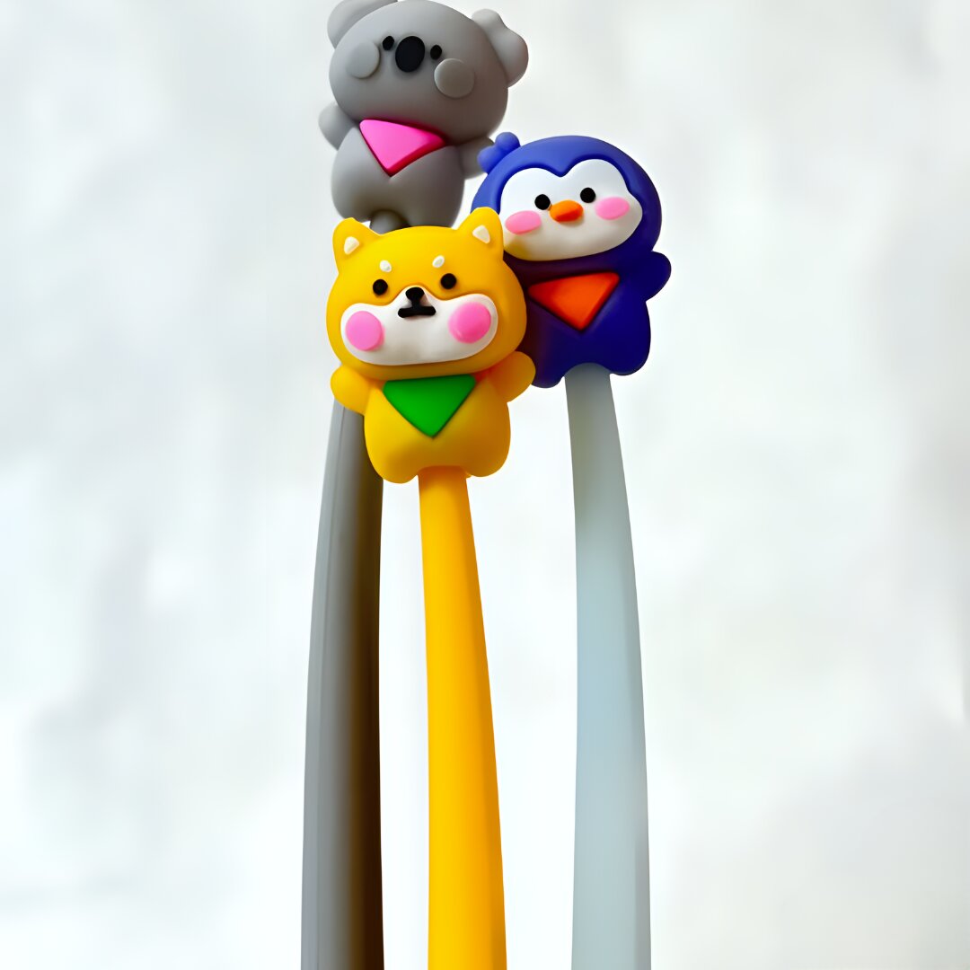 BABY ANIMAL TOPPER HEAD WIGGLE SILICONE GEL PEN