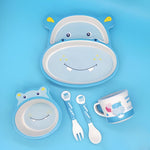 Load image into Gallery viewer, HIPPO DESIGN KIDS BAMBOO TABLEWARE SET OF 5-PIECES
