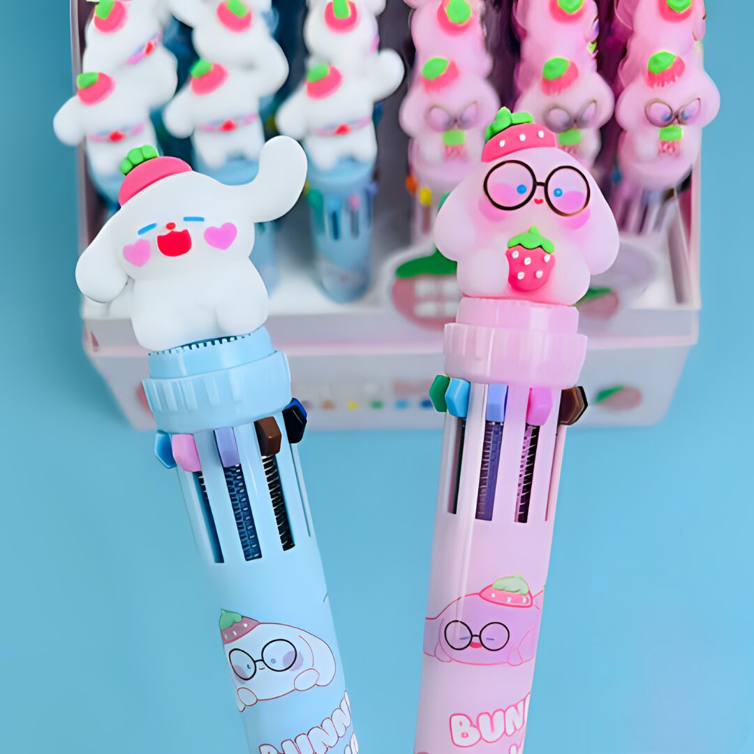 CUTE BUNNY RABBIT TOPPER 10-IN-1 BALL POINT PEN