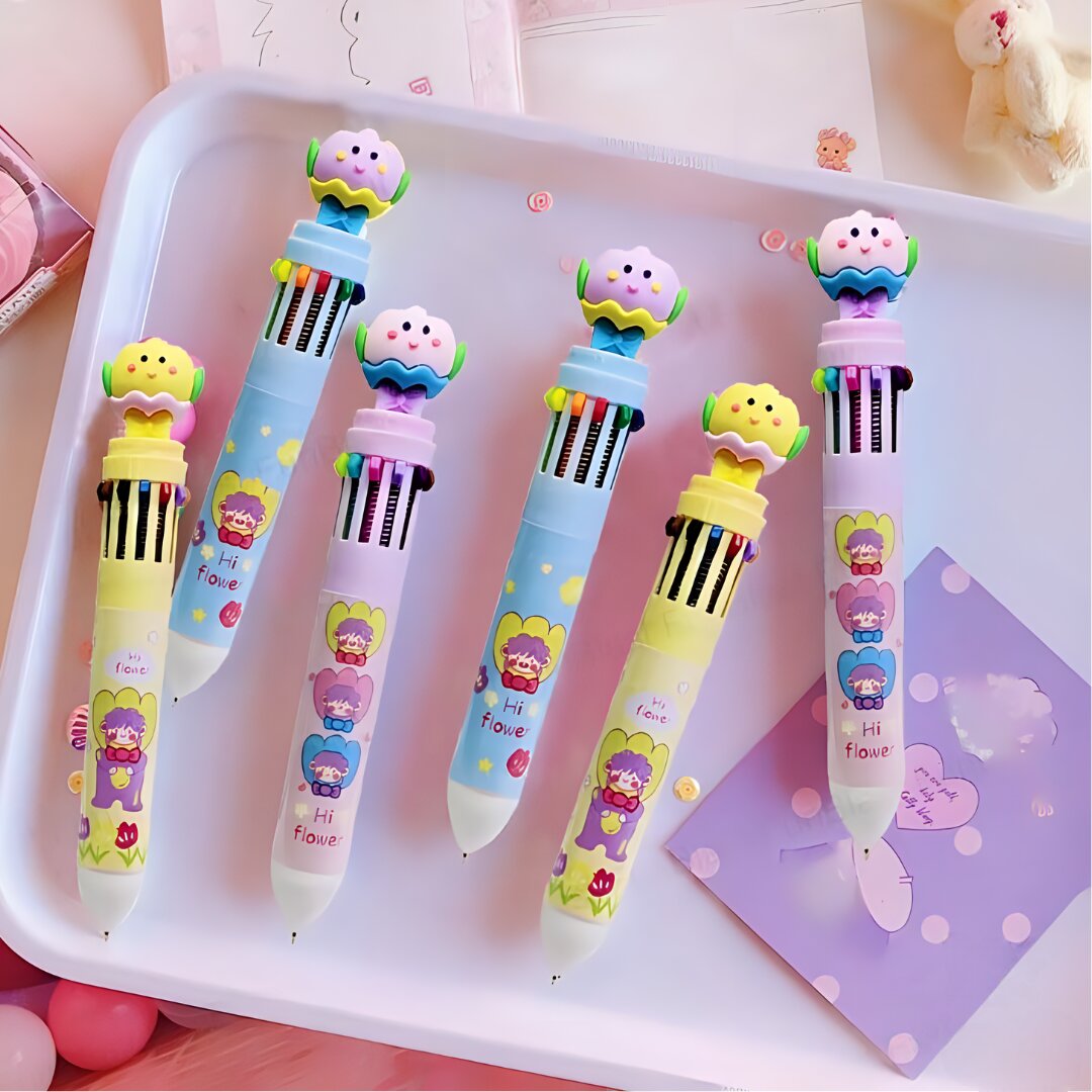 HI FLOWER DESIGN 12-IN-1 BALL POINT PEN