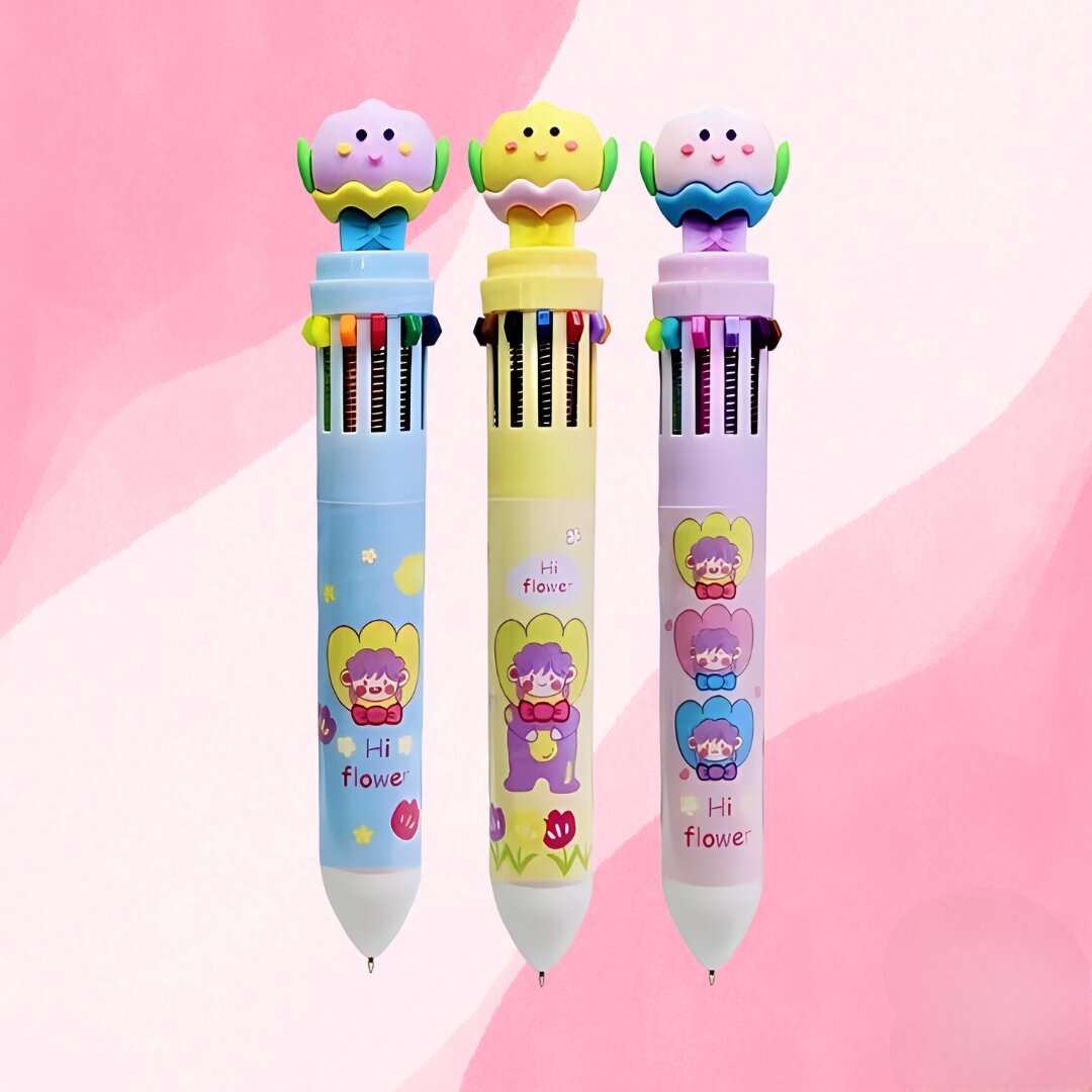 HI FLOWER DESIGN 12-IN-1 BALL POINT PEN