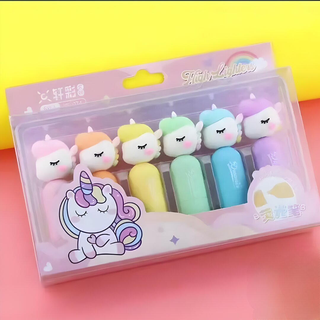 QUIRKY UNICORN MINI HIGHLIGHTER PEN SET (PACK OF 6)