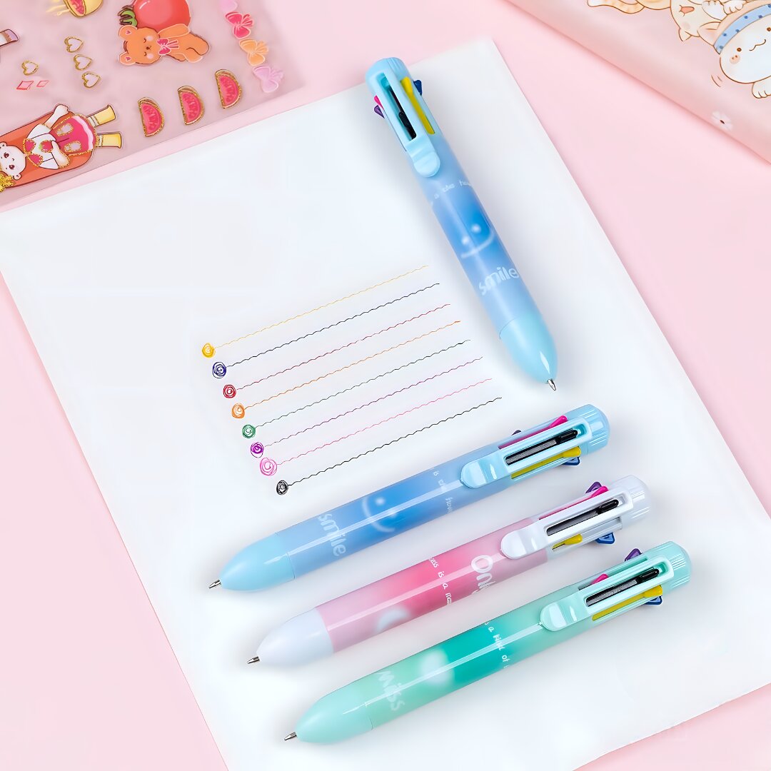 COLORFUL 8-IN-1 BALL POINT PENS