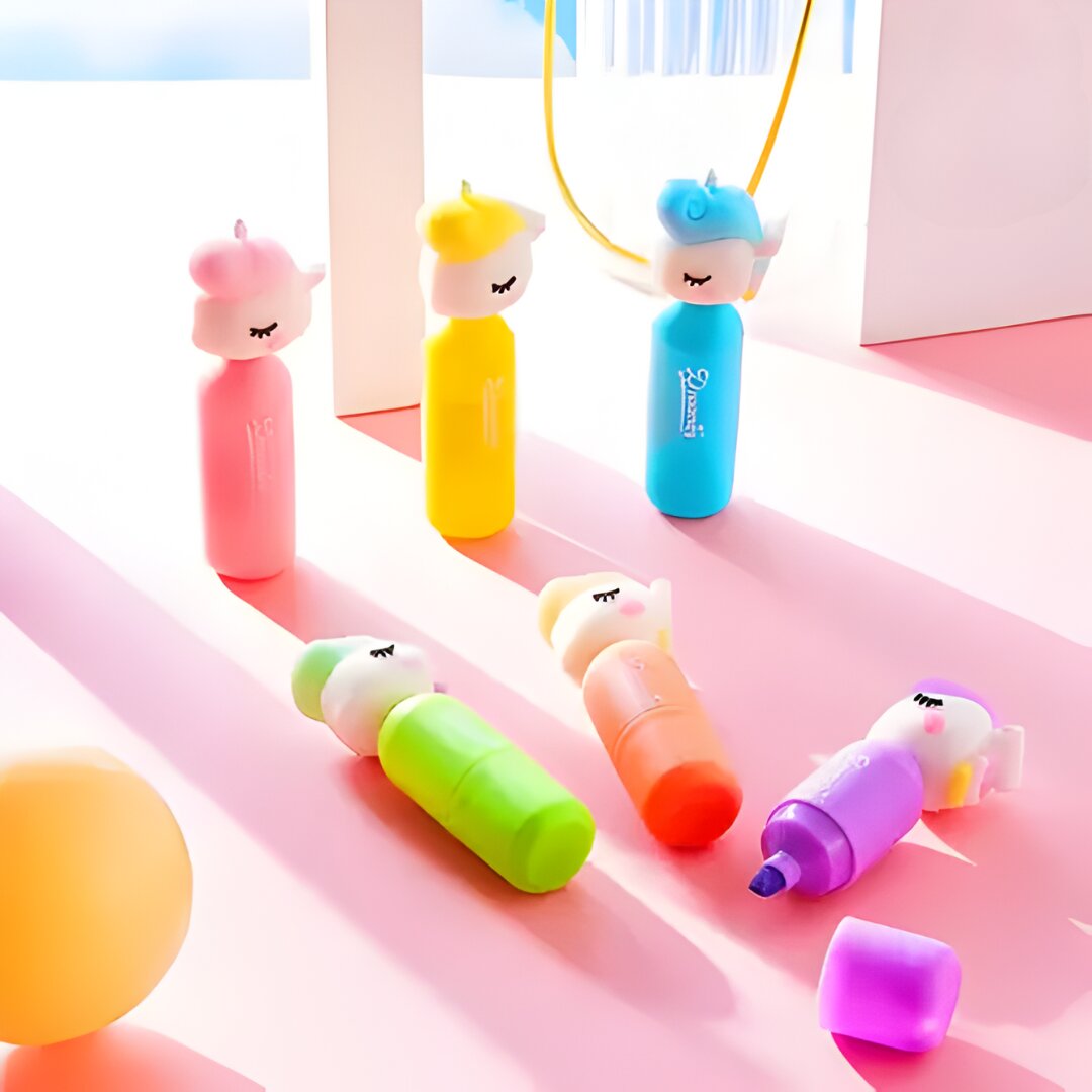 QUIRKY UNICORN MINI HIGHLIGHTER PEN SET (PACK OF 6)