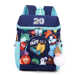 Load image into Gallery viewer, Cartoon Jungle Animal Design School Bags With Slip Over Buckle For Kindergarten Kids Blue Backpack
