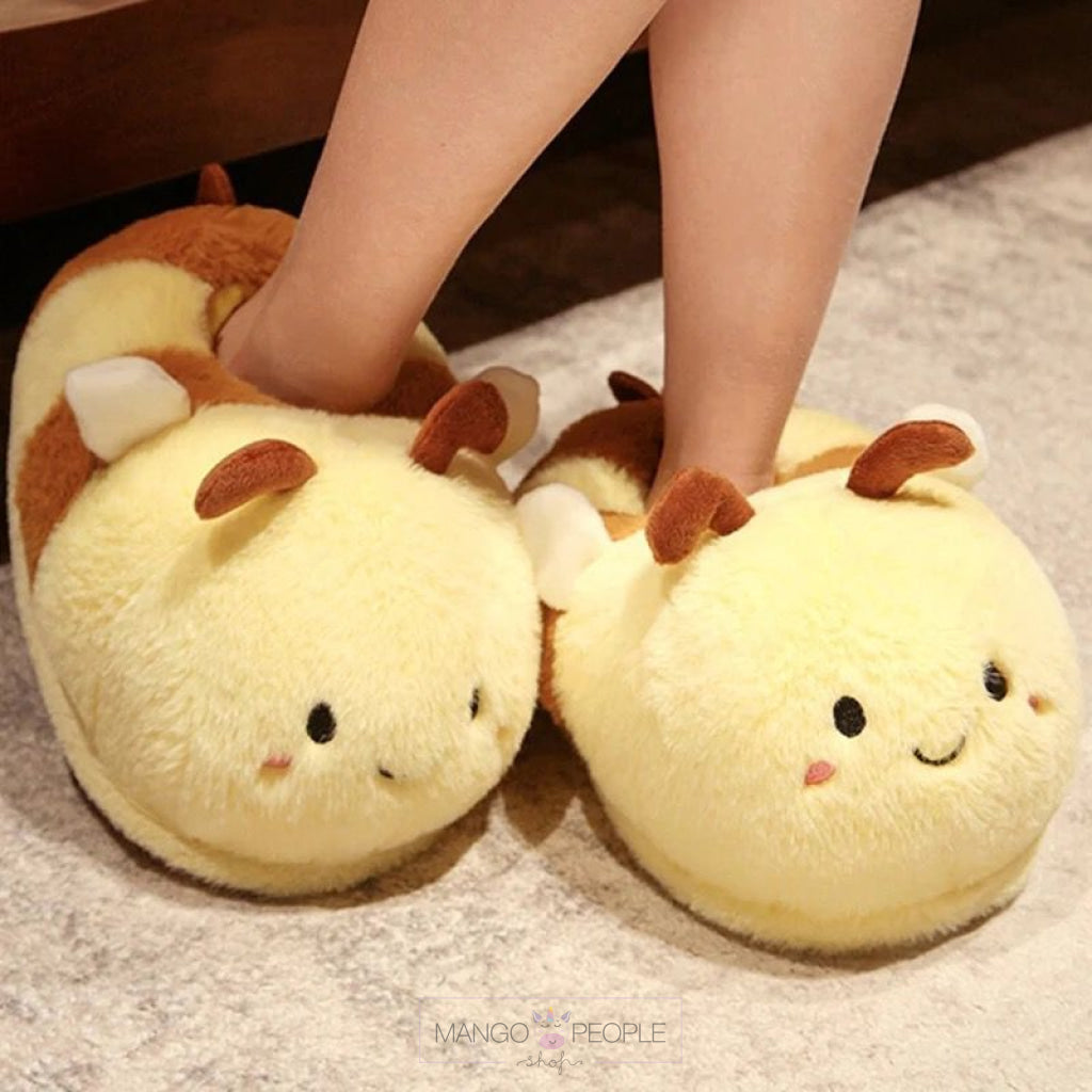Cute Animal And Bird Design Winter Warm Plush Slippers- Duck Bee Slippers