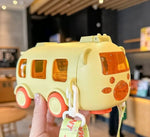 Load image into Gallery viewer, Cute Bear Baby Bus Tritan Plastic Water Bottle With Straw And Straps - 500Ml
