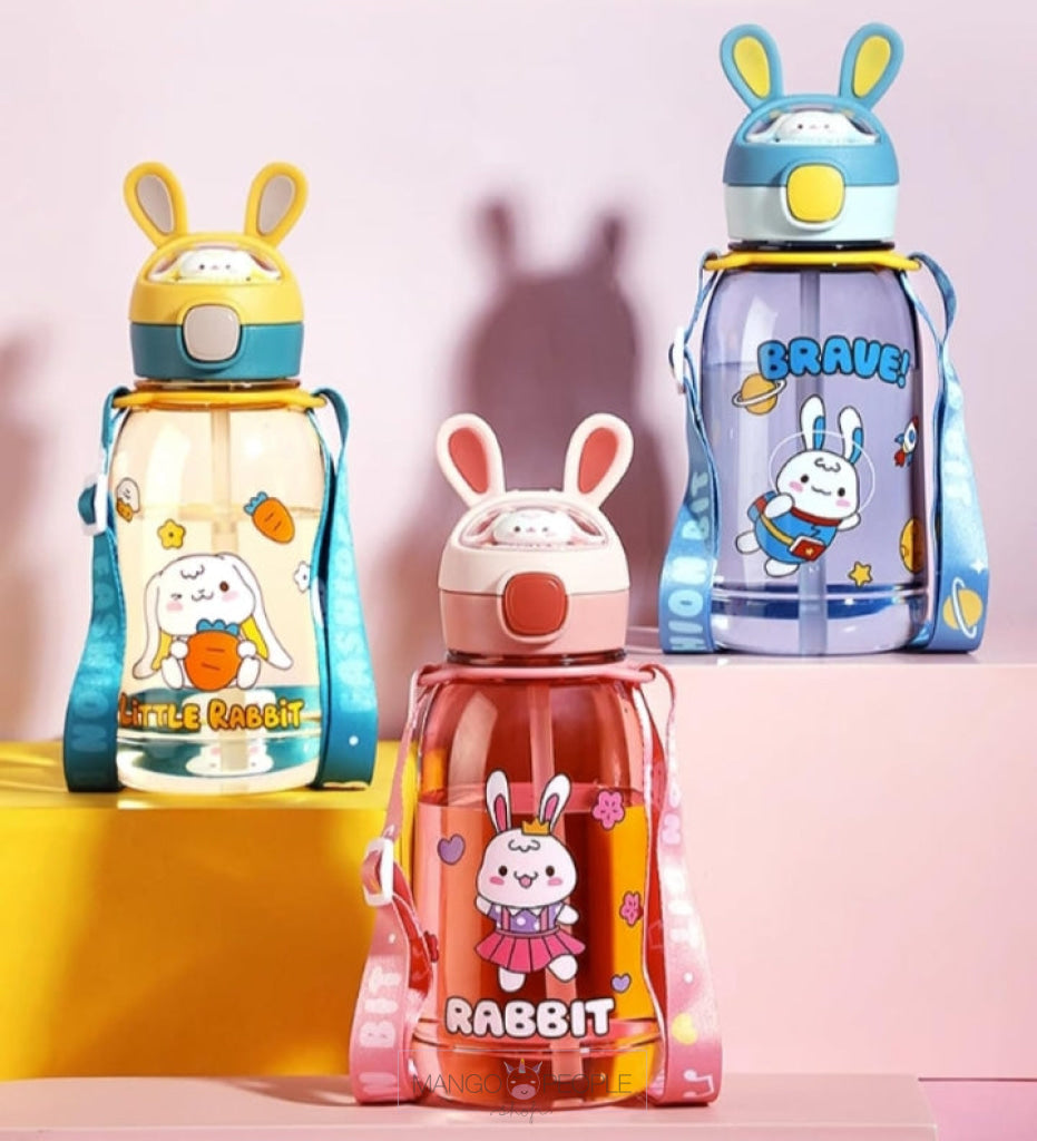 Rabbit Ears Design Transparent Water Bottle For Kids - 760Ml