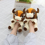 Load image into Gallery viewer, Cute Cartoon Cow Fluffy Winter Warm Plush Slippers
