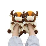 Load image into Gallery viewer, Cute Cartoon Cow Fluffy Winter Warm Plush Slippers
