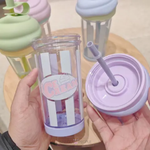 Load image into Gallery viewer, Ice Cream Shape Tumbler Plastic Water Bottle With Straw - 500Ml
