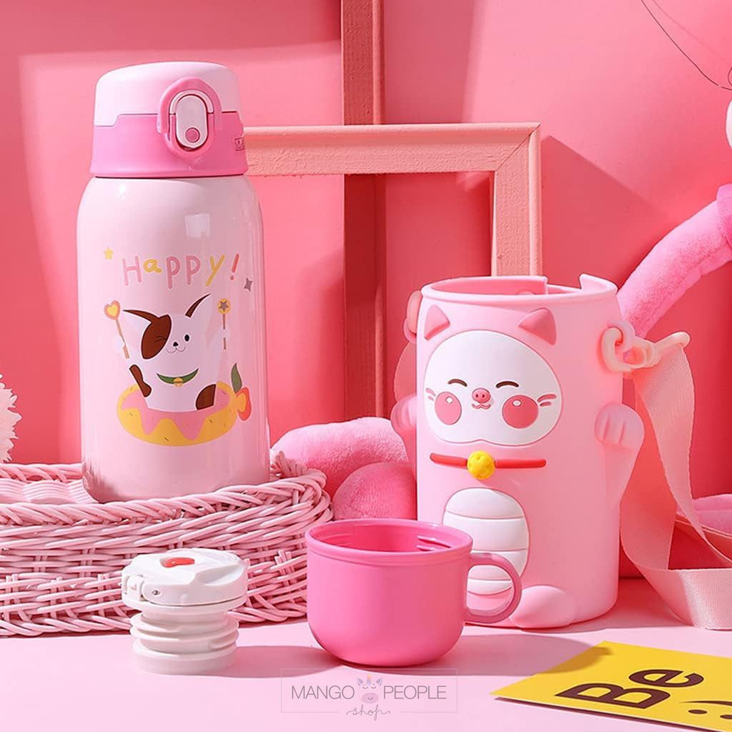 Thermos Cup Cartoon Stainless Steel Water Bottle - 500Ml Cat