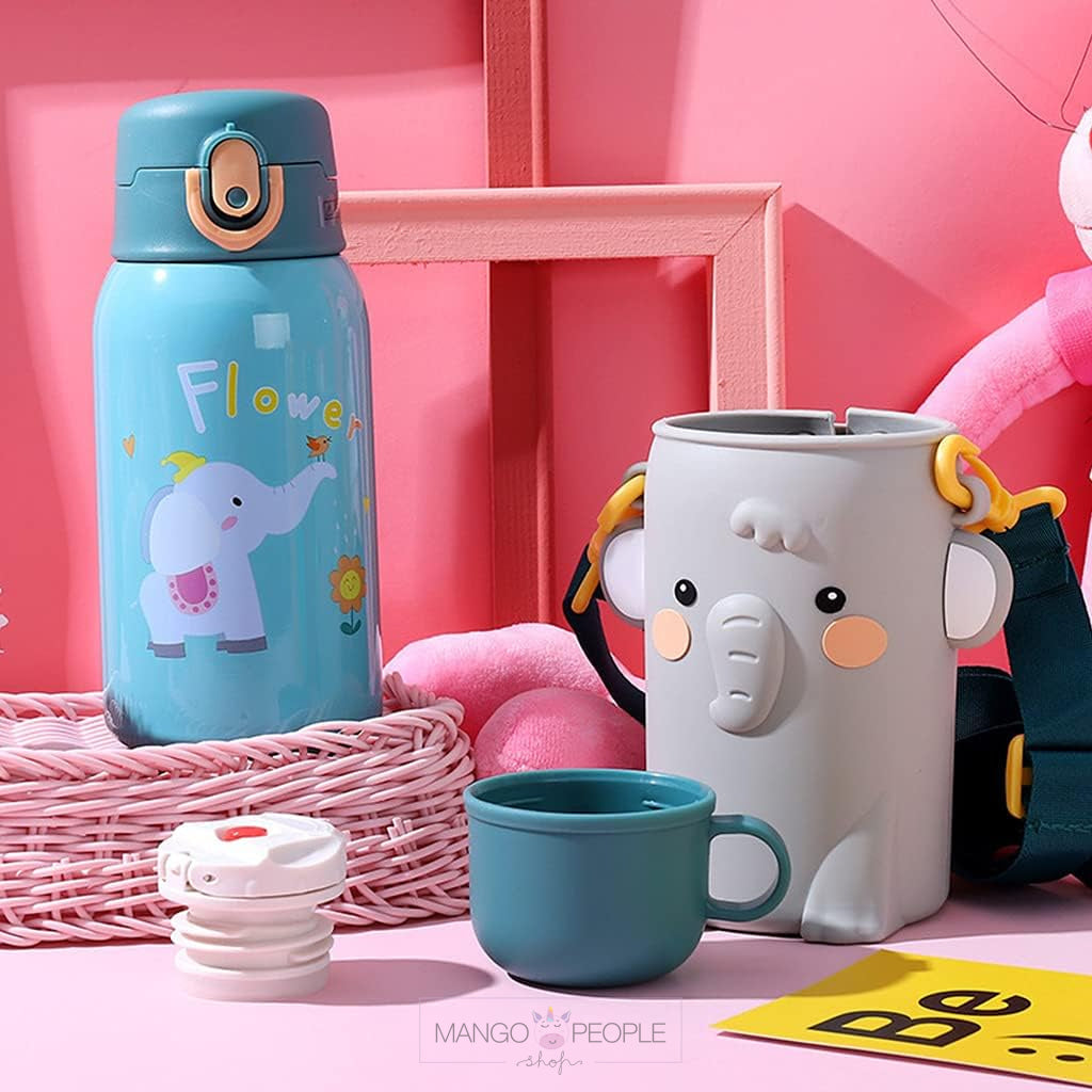 Thermos Cup Cartoon Stainless Steel Water Bottle - 500Ml Elephant