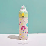 Load image into Gallery viewer, Mermaid Print Stainless Steel Water Bottle - 420Ml Cream
