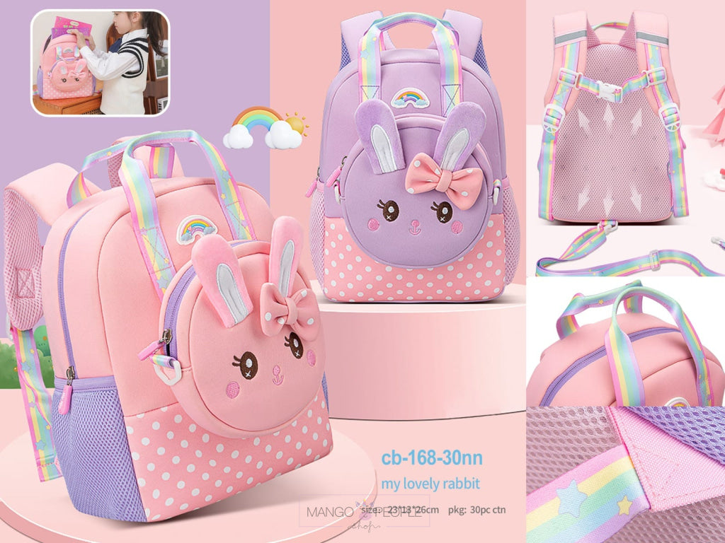 My Lovely Rabbit With Bow Design Backpack For Kids