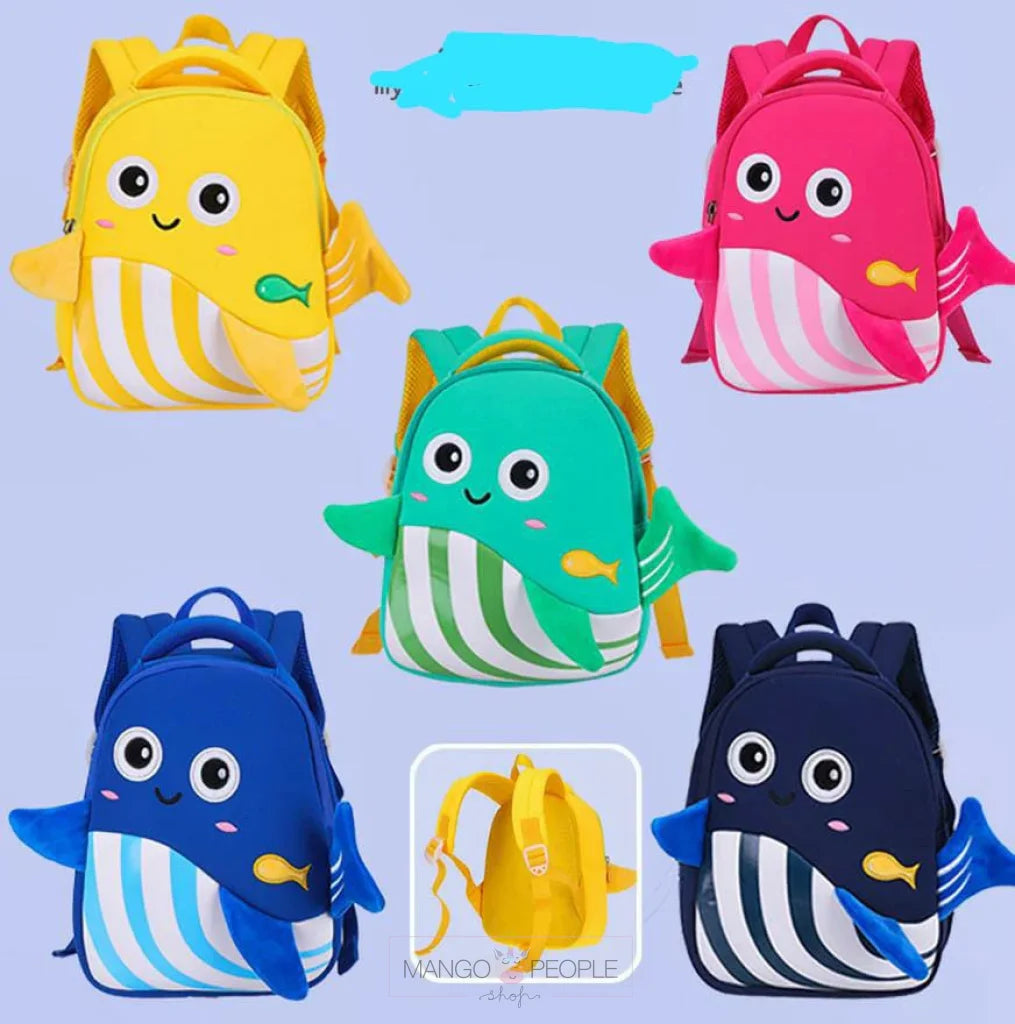 Premium Quality Cute Little Whale Cartoon School Backpack For Kindergarten Kids Animal Design Kids