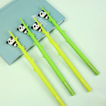 Load image into Gallery viewer, CUTE BABY PANDA TOPPERS ON BAMBOO DESIGN SOFT SILICONE FLEXIBLE GEL PEN
