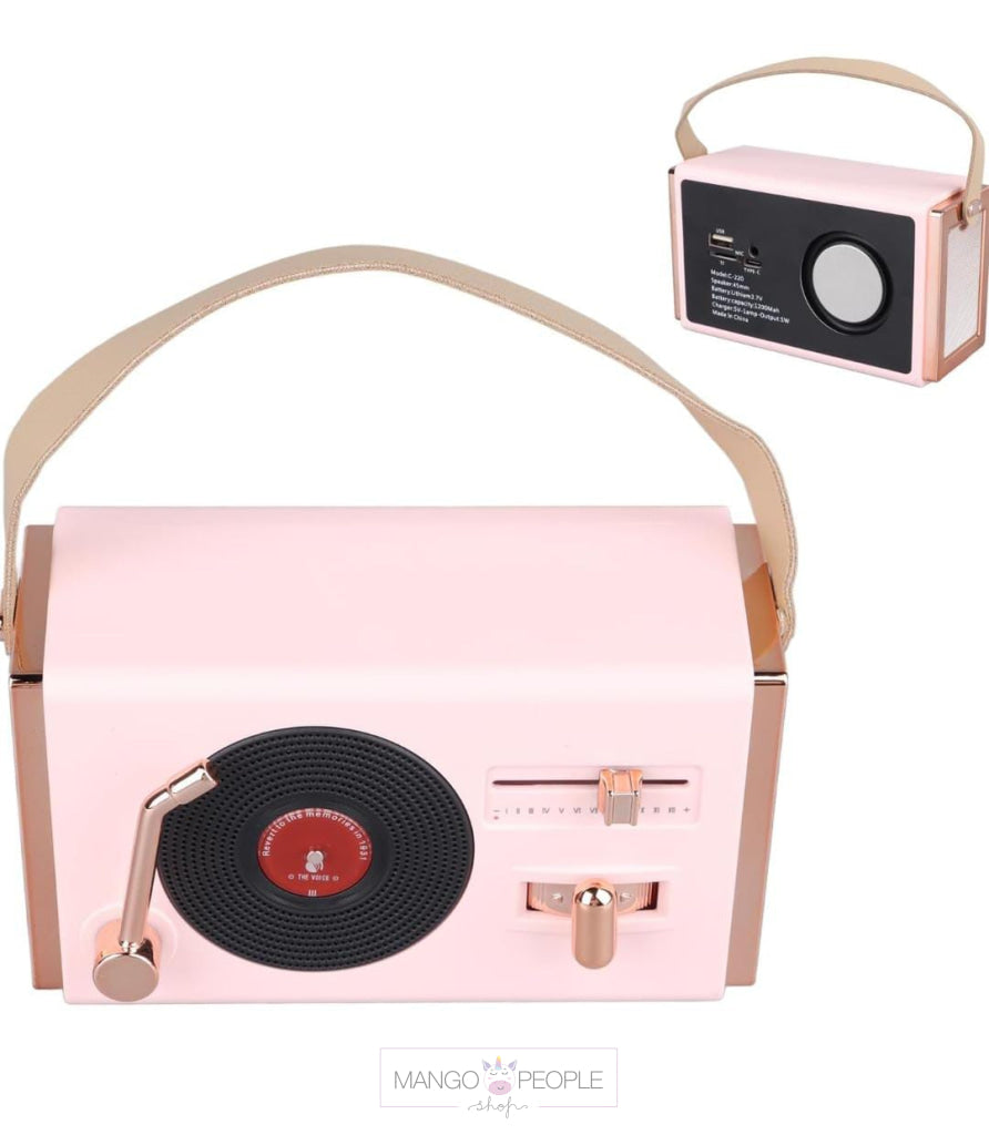 Retro Wireless Bluetooth Speaker With Classy Vinyl Record Player Style Wireless Bluetooth Speaker