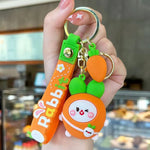 Load image into Gallery viewer, Premium Quality 3D Cartoon Rabbit &amp; Carrot Keychains
