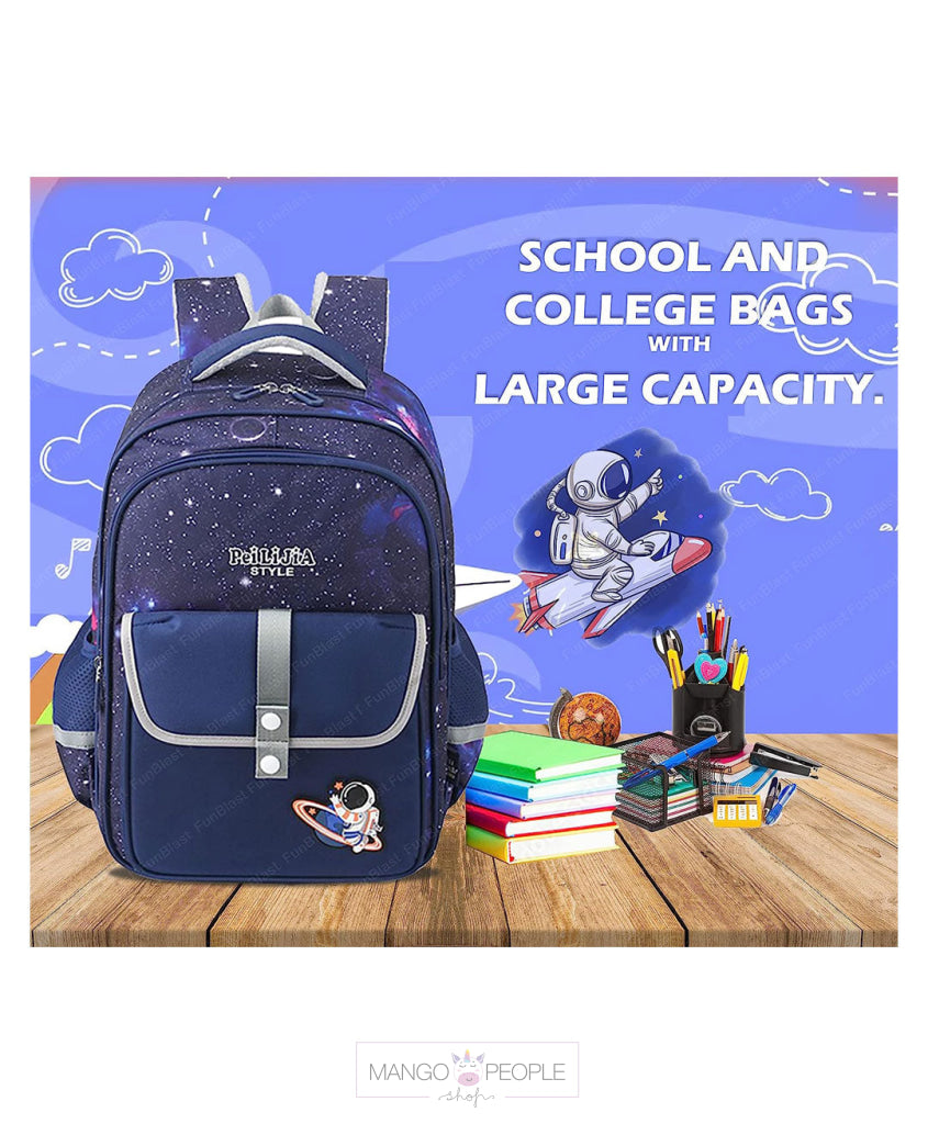 Space Themed School Bag - Height 42 Cm Theme Printed Backpack