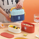 Load image into Gallery viewer, 2-Compartment Air Tight Lunch Box With Handle &amp; Push Lock - 950Ml
