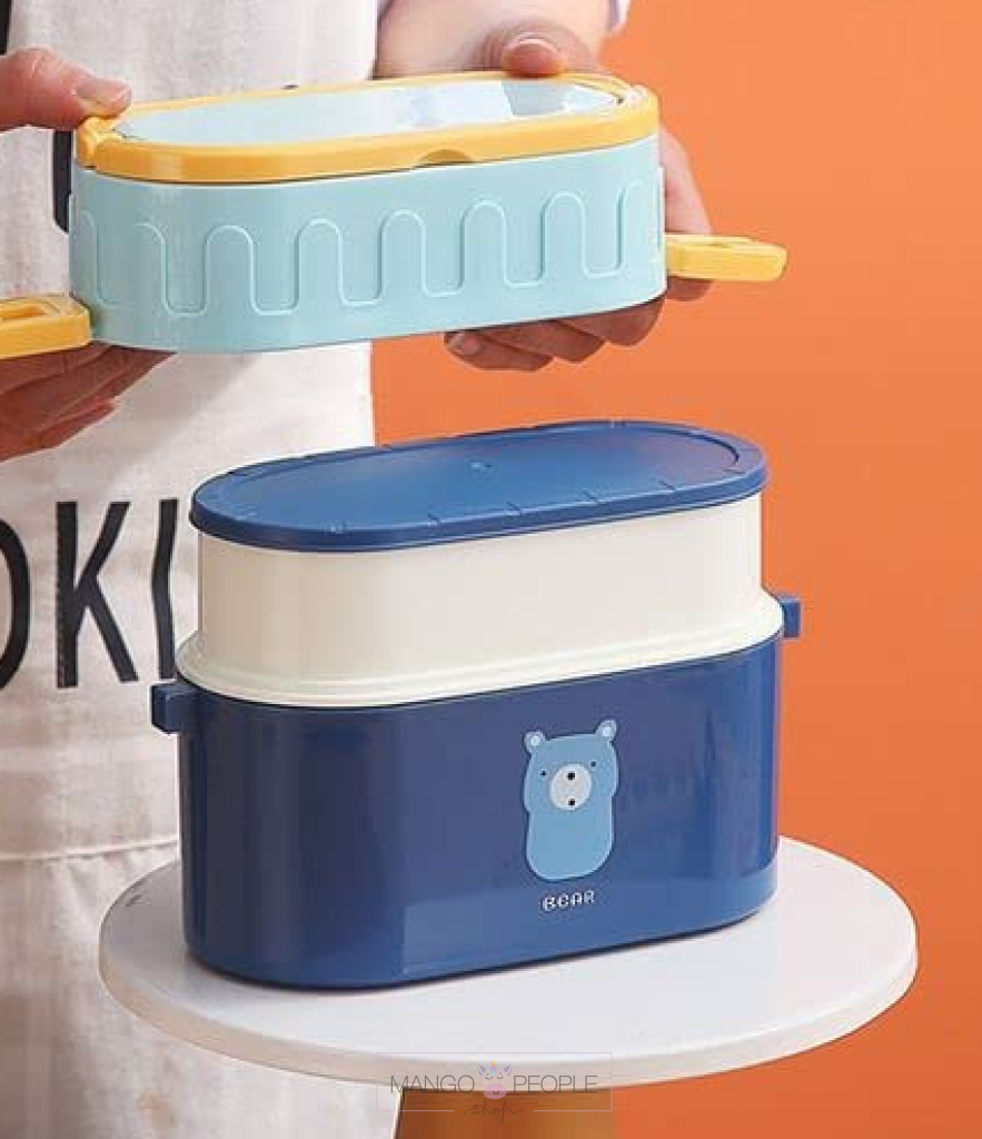 2-Compartment Air Tight Lunch Box With Handle & Push Lock - 950Ml