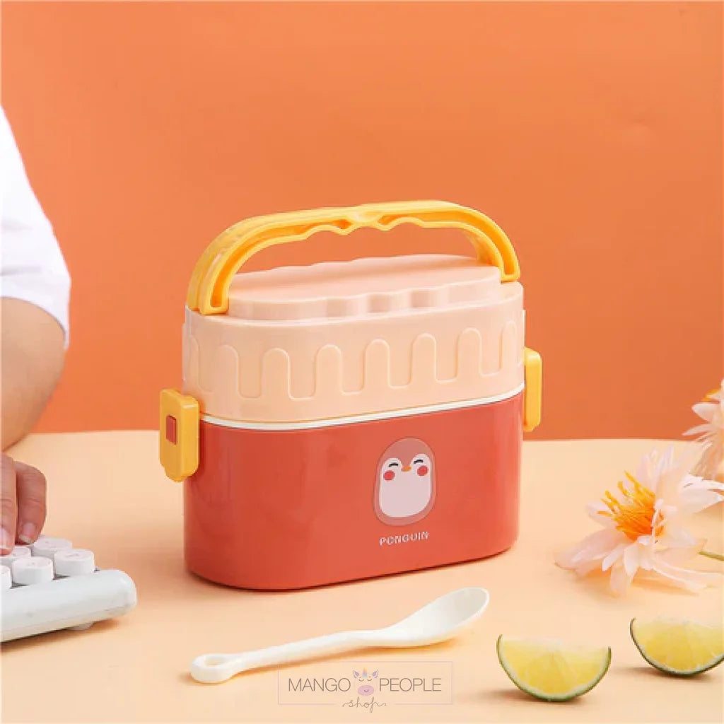 2-Compartment Air Tight Lunch Box With Handle & Push Lock - 950Ml